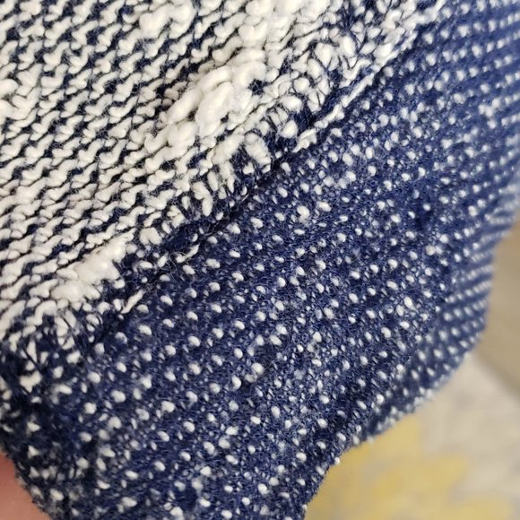 Pullover Sweater White and Denim Blue Textured Knit, Currants Woman, Size L - Picture 9 of 13